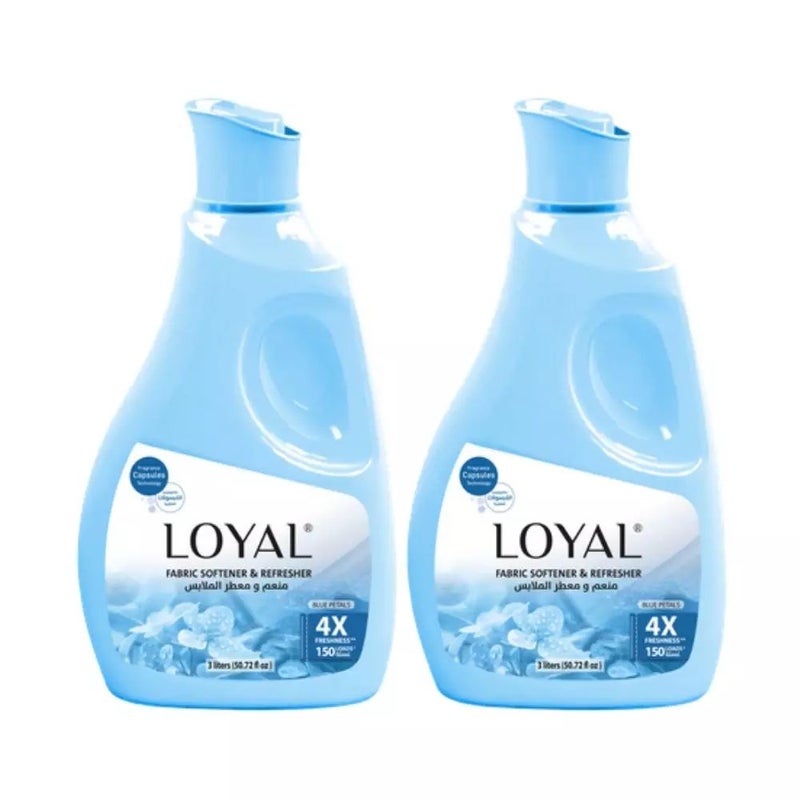Loyal Blue Petals Fabric Softener & Freshener With 4X Freshness up to 150 Loads- 2X3Ltr