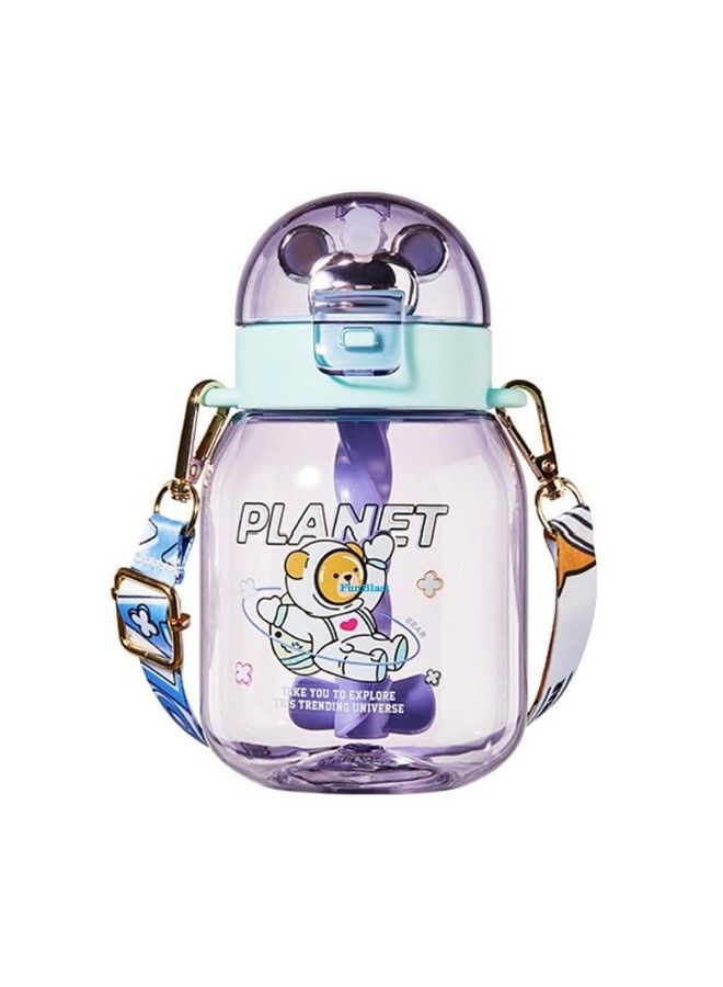 FunBlast School Sipper Water Bottle For Kids Tritan Water Bottle With Straw And Adjustable Strap For Kids Cute Cartoon Themed Water Bottle For Boys And Girls (600 Ml) (Purple) - Image 1