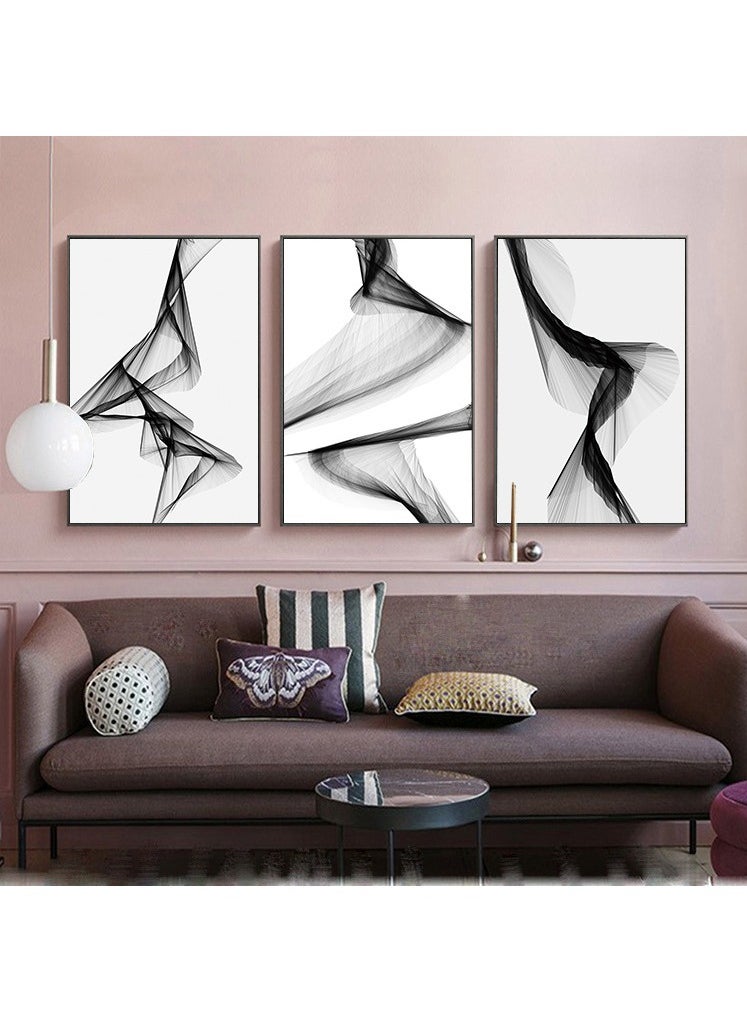 FASHION HOME 3PCS Wall Art Bright Style Minimalist Decor Modern Abstract Canvas Prints Poster Picture Framed Paintings Decorations  - Image 1