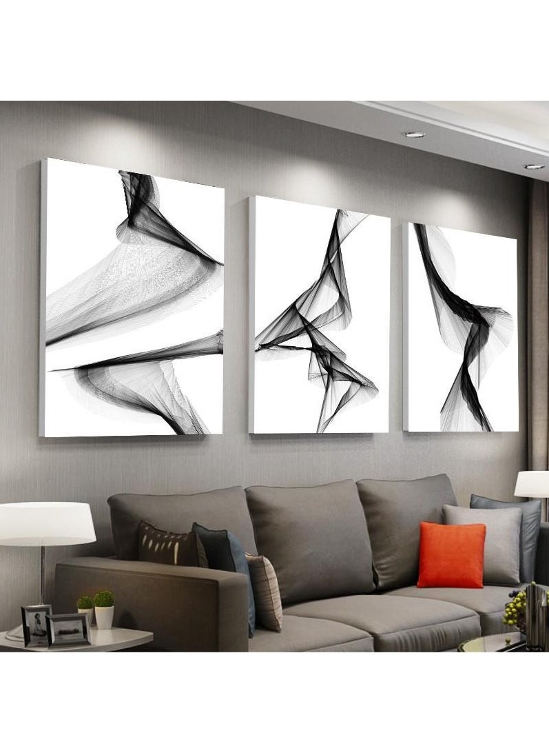 FASHION HOME 3PCS Wall Art Bright Style Minimalist Decor Modern Abstract Canvas Prints Poster Picture Framed Paintings Decorations  - Image 2