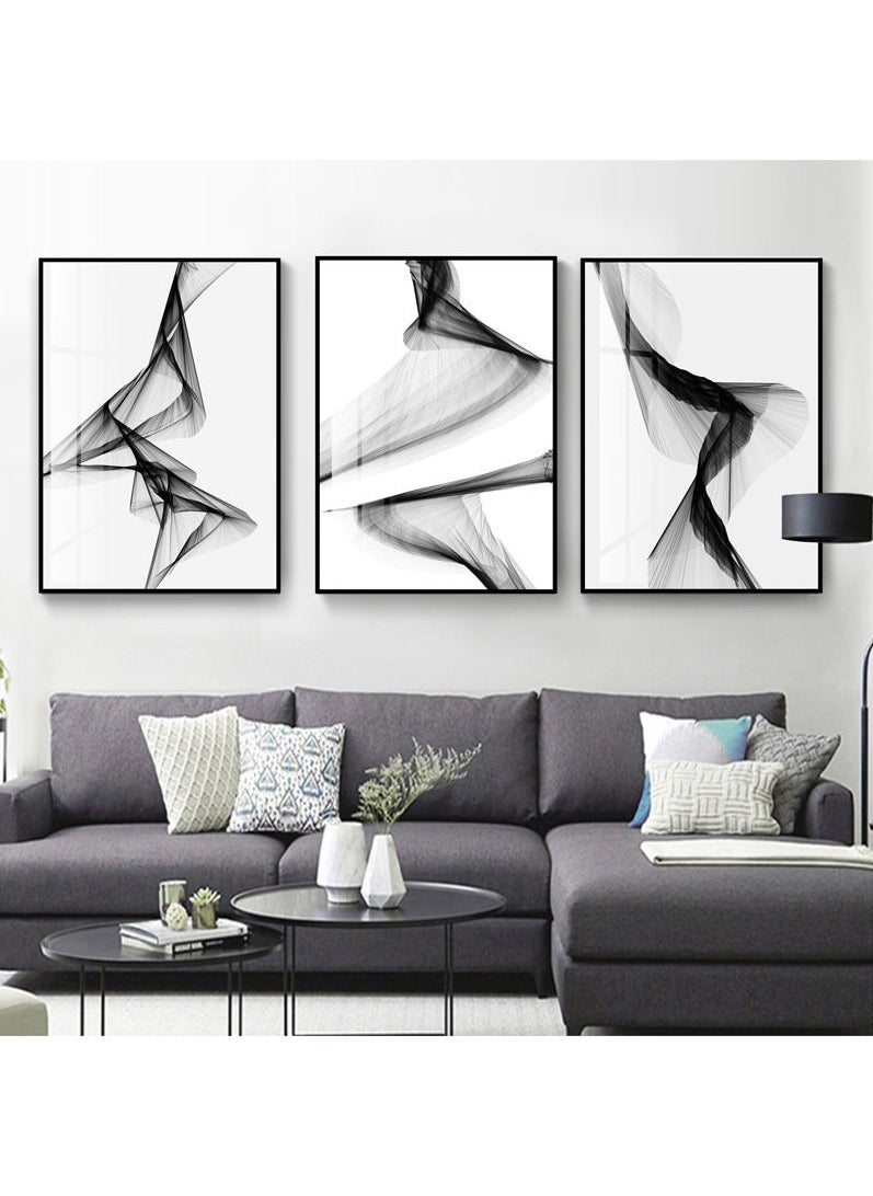 FASHION HOME 3PCS Wall Art Bright Style Minimalist Decor Modern Abstract Canvas Prints Poster Picture Framed Paintings Decorations  - Image 3