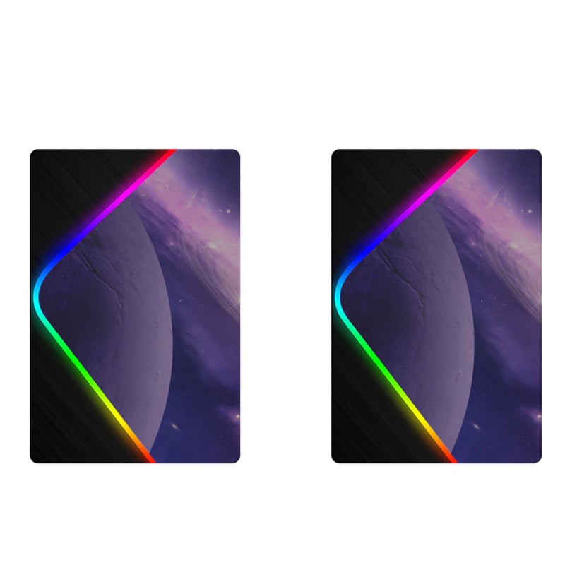المضادة للانزلاق RGB حافة لوحة المفاتيح حصيرة مضيئة الألعاب ماوس الوسادة كوكب نمط لوحة المفاتيح لوحة لمكتب المنزل (البنفسجي) - Image 2