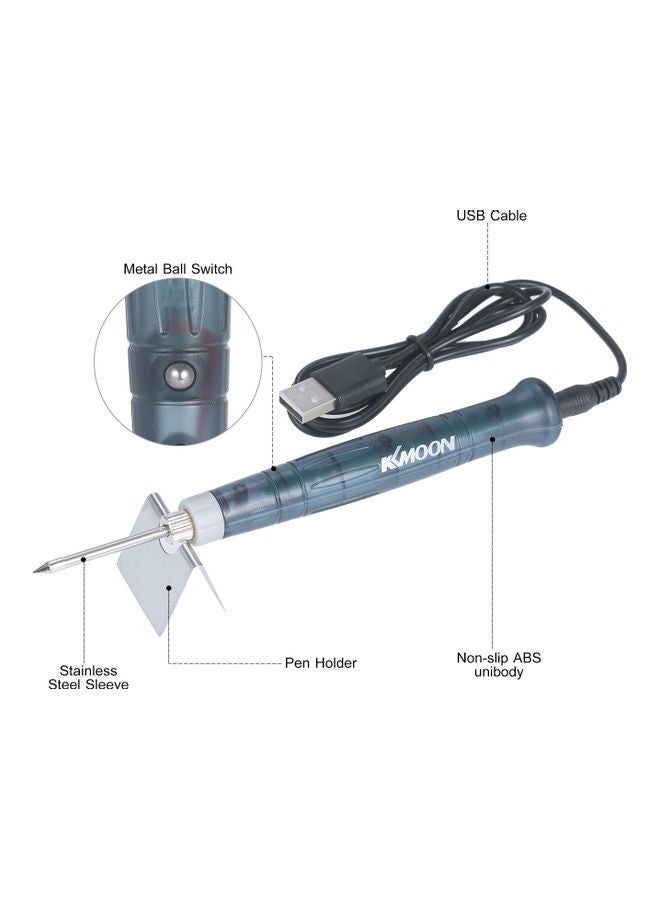 Mini Portable Soldering Iron With Accessories Dark Green/Silver 23cm  - Image 1
