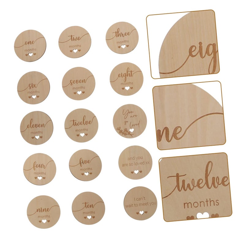 Wooden Baby Milestone Cards For Newborn First Year Monthly Photo Props Memory Album - Image 5