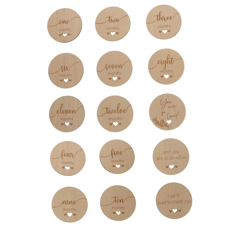 Wooden Baby Milestone Cards For Newborn First Year Monthly Photo Props Memory Album - Image 2