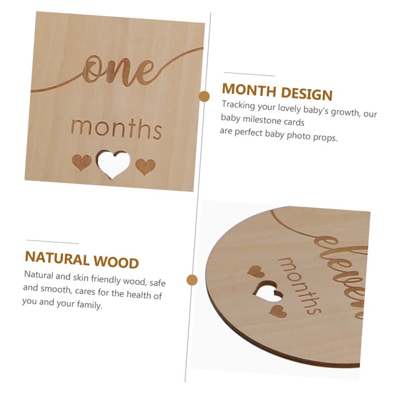 Wooden Baby Milestone Cards For Newborn First Year Monthly Photo Props Memory Album - Image 3