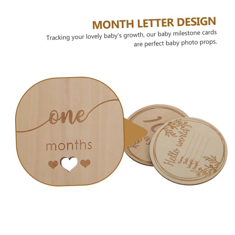 Wooden Baby Milestone Cards For Newborn First Year Monthly Photo Props Memory Album - Image 4
