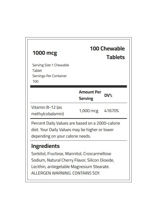 OptiTect - OPTITECT VITAMIN B12 1000MCG 100 CHEWABLE TABS - Image 1