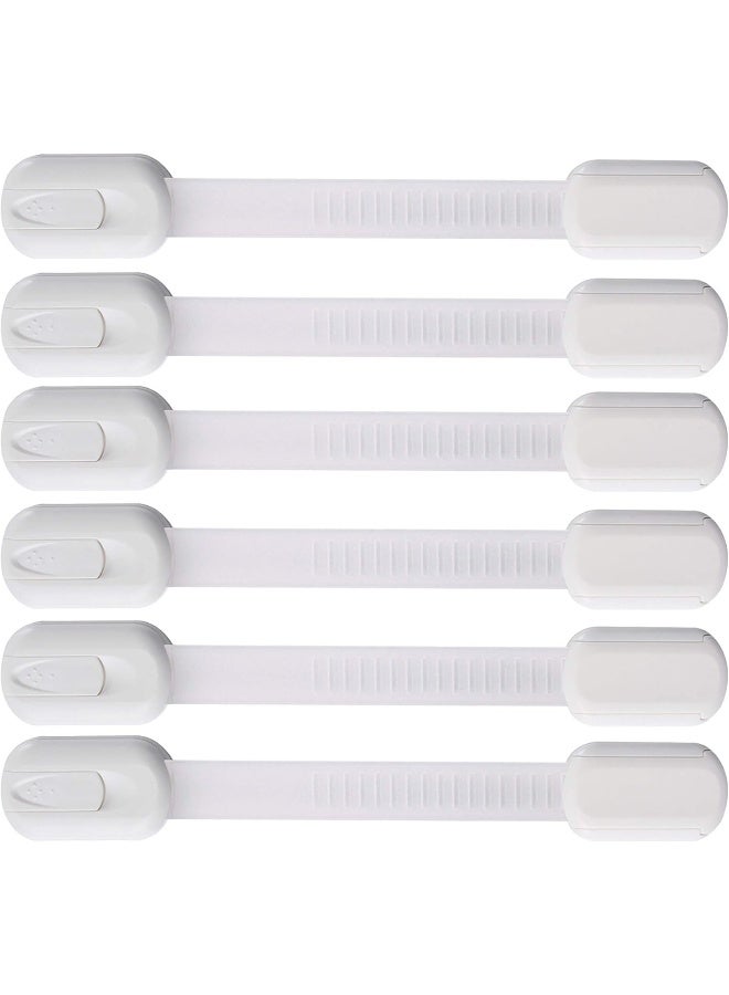 vmaisi 6 Pack Multi-Use Adhesive Straps Locks - Childproofing Baby Proofing Cabinet Latches for Drawers, Fridge, Dishwasher, Toilet Seat, Cupboard, Oven, Trash Can, No Drilling (White) - Image 1