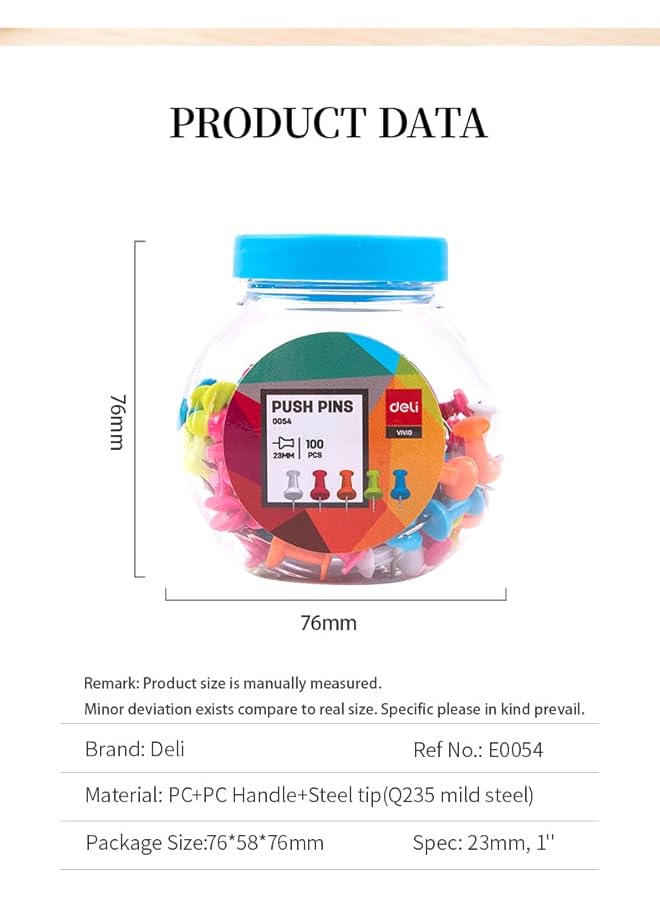 ديلي E0054 دبابيس 100 قطعة مقاس 23 مم بألوان متنوعة - Image 2