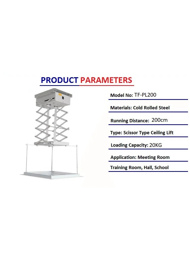 Motorized Projector Lift Supports Projectors up to 20 kg (44 lbs), Remote Controlled, 200 cm Running Distance | TF-PL200 - pzsku/Z22F75EB239516904E71DZ/45/_/1740223990/e828895c-c434-4d65-bc6c-5611ec217aca