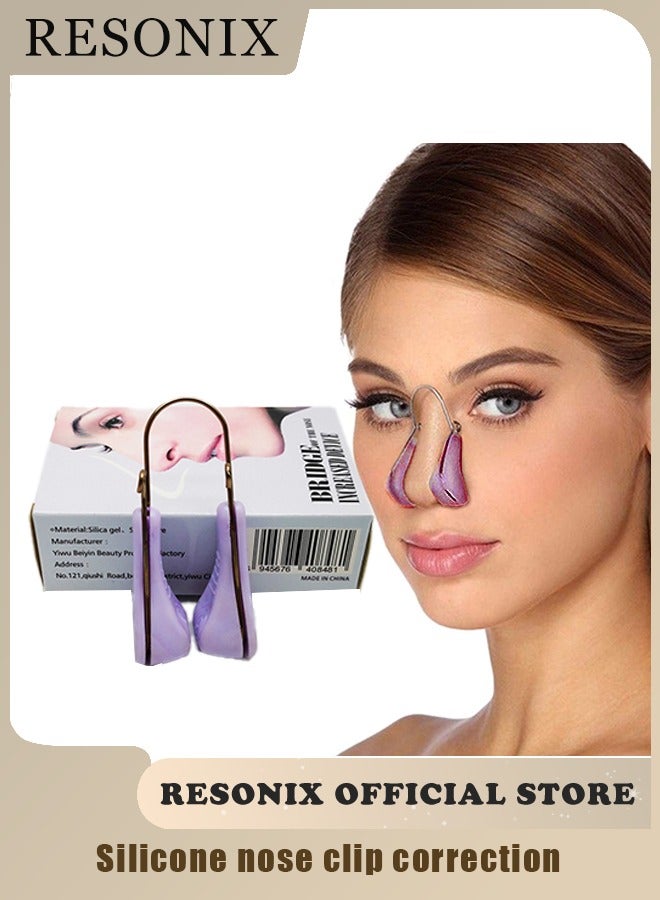 RESONIX Purple Nose Shaper Clip – Soft Silicone Nose Bridge Lifter & Tip Slimming Tool, Comfortable Daily Nose Sculpting Clip for Women, Washable & Reusable Beauty Accessory - Image 1