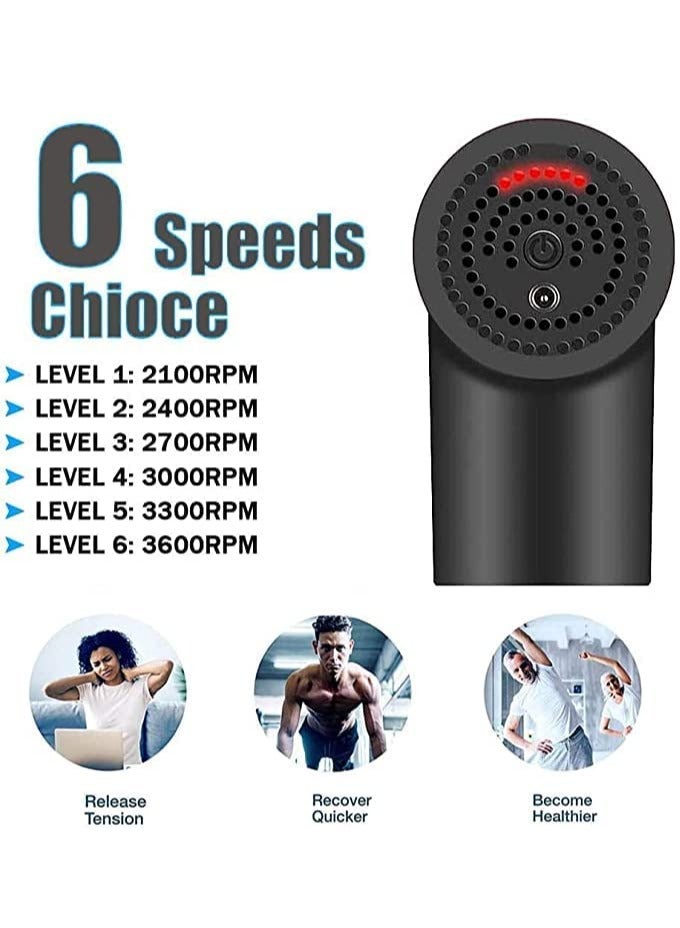 إسكدنيا Massage Gun, Percussion Muscle Massager Deep Tissue Massage Gun for Pain Relief with 4 Massage Heads 6 Speed High-Intensity Vibration Super Quiet Cordless Handheld (BLACK) - Image 2
