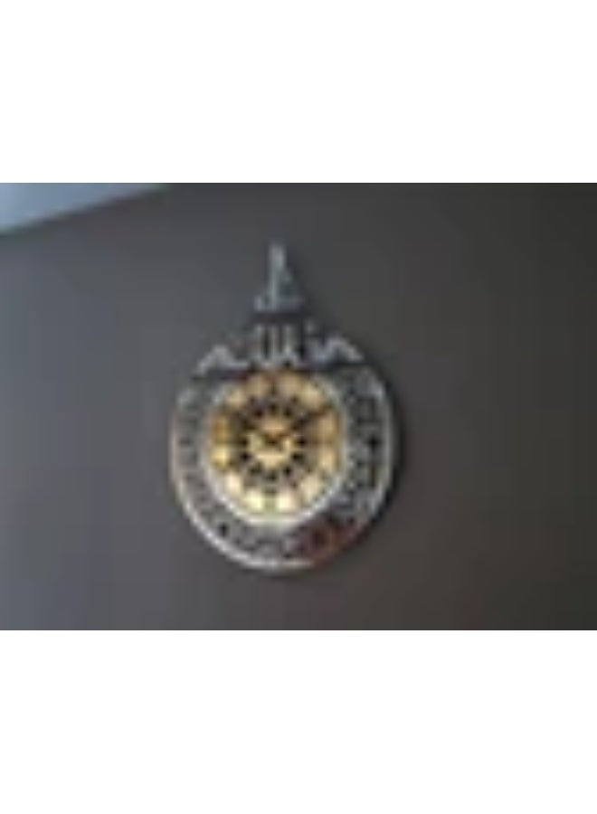 EMAAZZ LLC Luxury Islamic Arabic Calligraphy Wall Clock with Intricate Geometric Design – Elegant Gold Decorative Clock for Home, Office & Prayer Room - Image 1