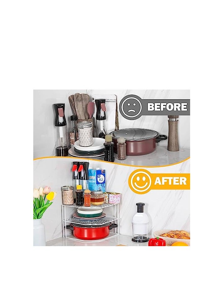 Raxoom 3-Tier Kitchen Organizers And Storage Shelf | Kitchen Cabinet Organizer | Kitchen Organizer Shelf | Corner Shelf | Kitchen Countertop Organizer  Plates Dishes Organizer  Home Storage - Image 1