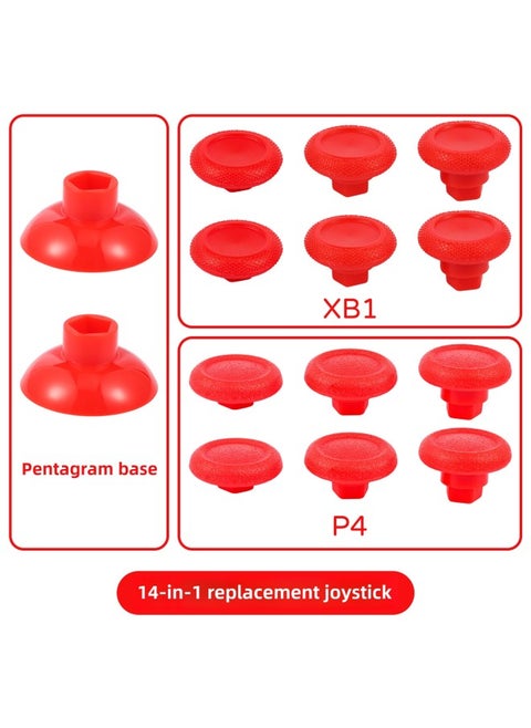 [Source Manufacturer] PS5/PS4/XB1/handle 14-in-1 Suit Universal Swing Head Replacement Rocker Button Cap-Product Color:PS4/XB1-big Red/14 In 1/with Packaging