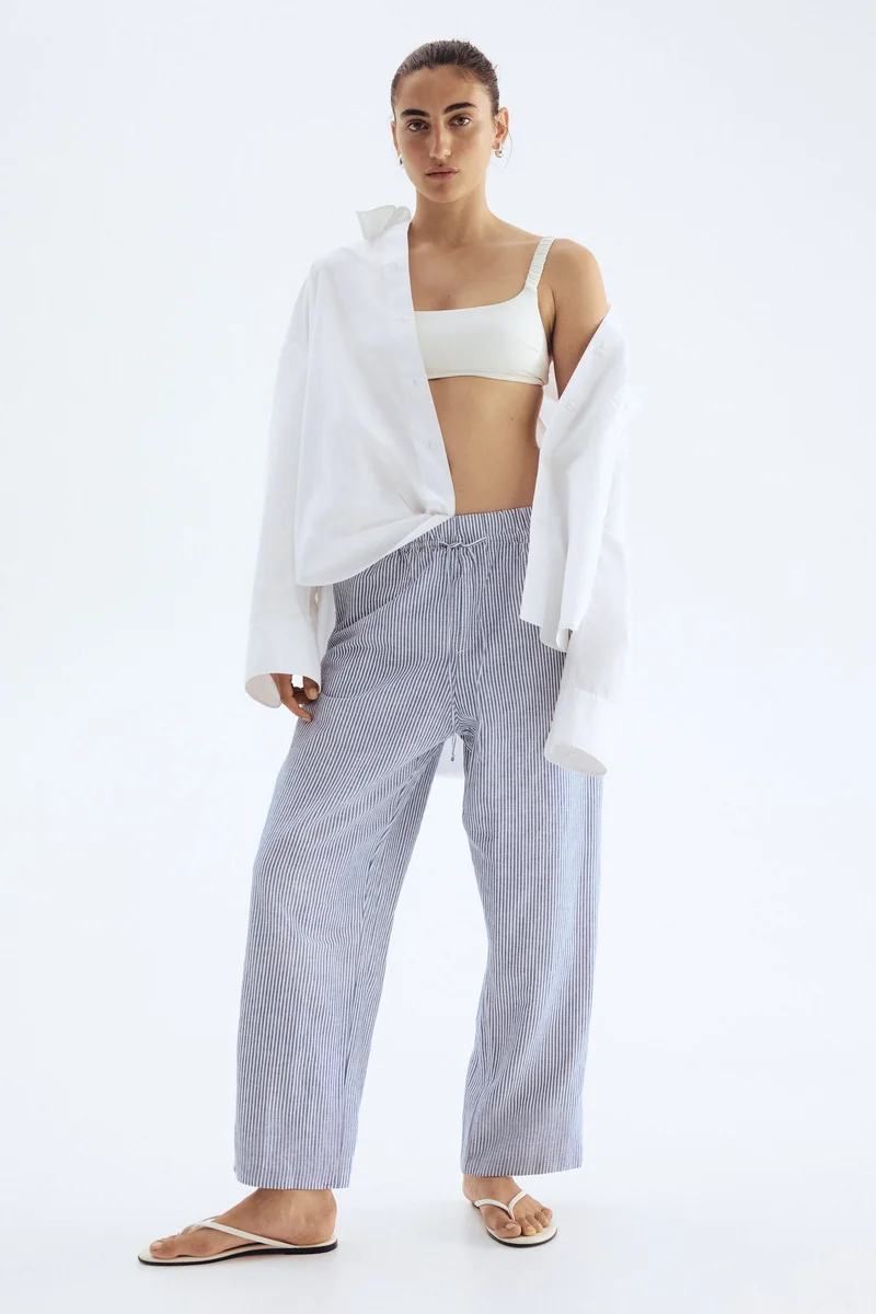 H&M Linen-blend drawstring trousers