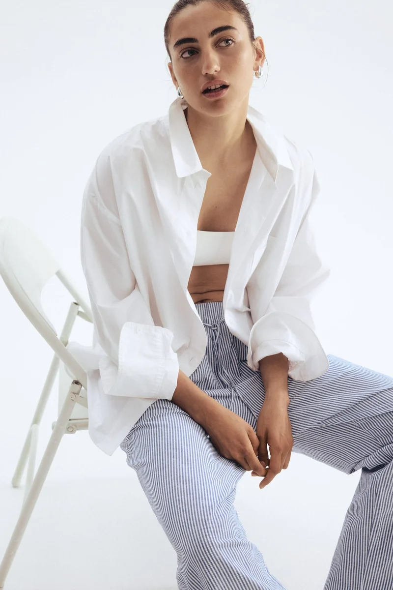 H&M Linen-blend drawstring trousers