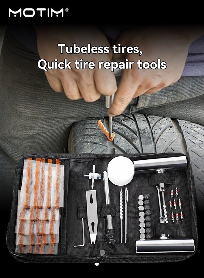 Motim 62PCS Tire Repair Kit, Professional Heavy Duty Tire Plug Kit, Professional Tire Patch Kit for Fix a Flat, Tubeless Tire Puncture Change Tool Kit for Car,Motorcycle,Truck,ATV,RV,SUV - Image 3