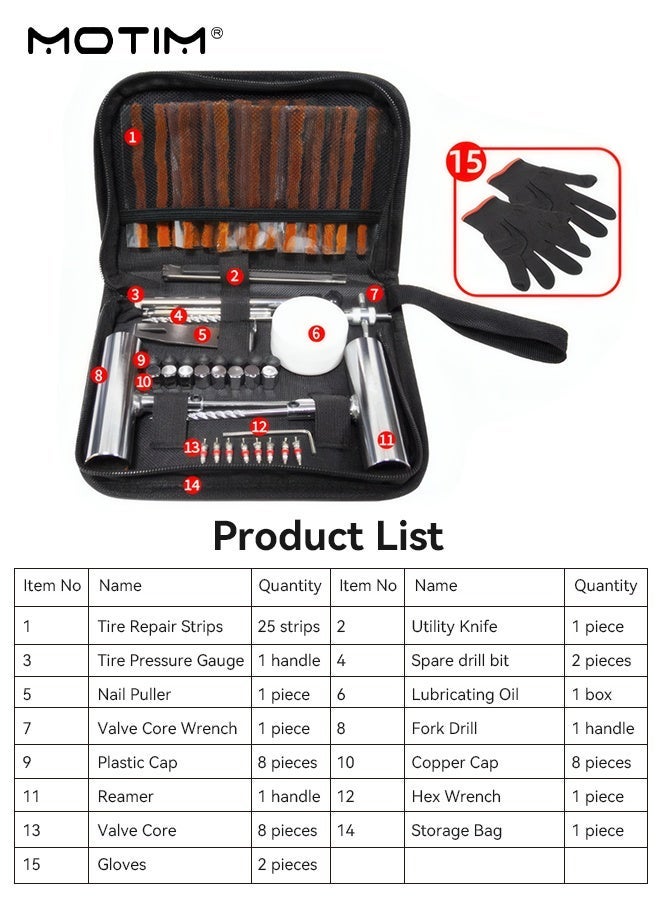 Motim 62PCS Tire Repair Kit, Professional Heavy Duty Tire Plug Kit, Professional Tire Patch Kit for Fix a Flat, Tubeless Tire Puncture Change Tool Kit for Car,Motorcycle,Truck,ATV,RV,SUV - Image 2