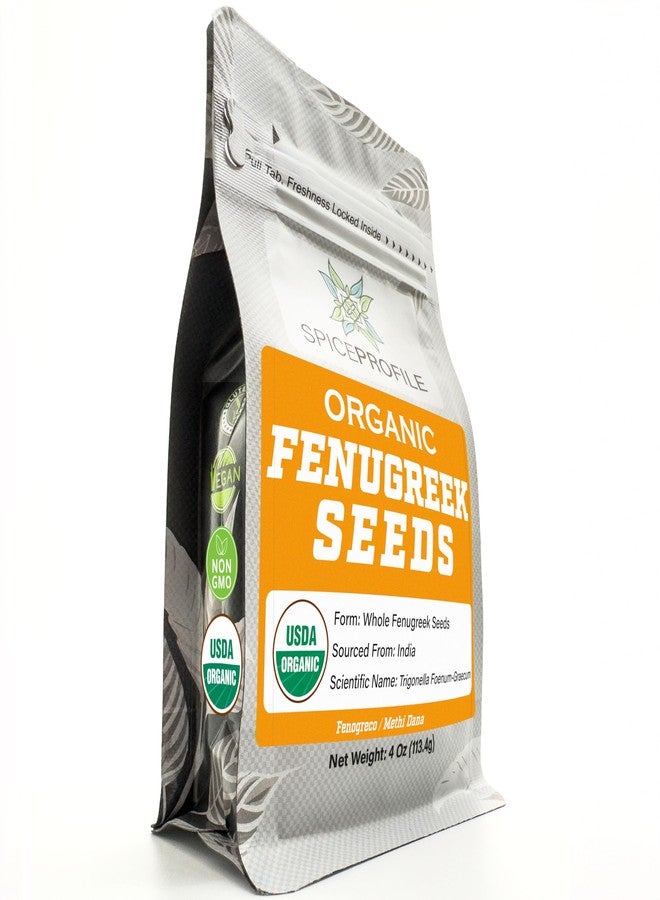 Spice Profile USDA Organic Fenugreek Seeds, Lab Tested for Heavy Metals, Resealable 4oz Pouch, Methi, Semillas de Fenogreco - Image 1