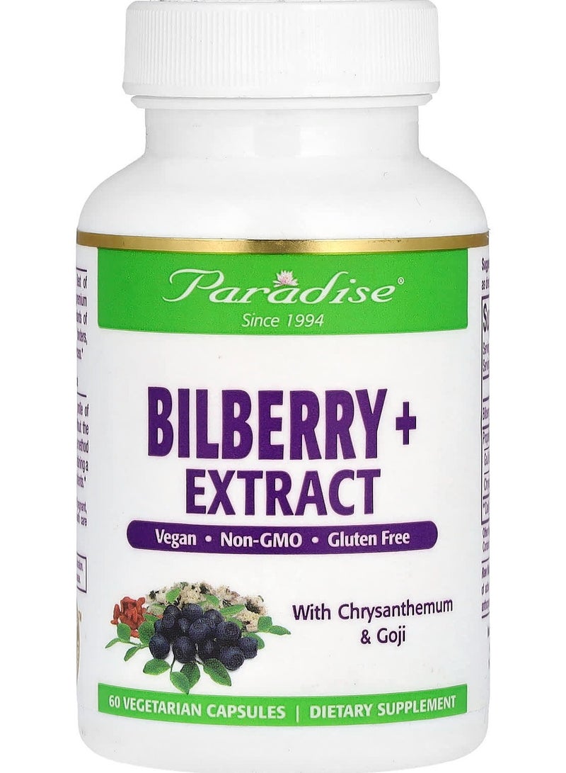 Paradise Herbs Bilberry + Extract with Chrysanthemum & Goji, 60 Vegetarian Capsules