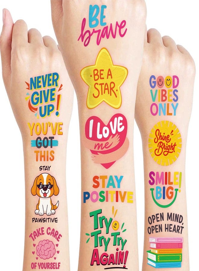 91TATTOOS 96 PCS Motivational Pre-Cut Temporary Tattoos for Kids | - Image 1