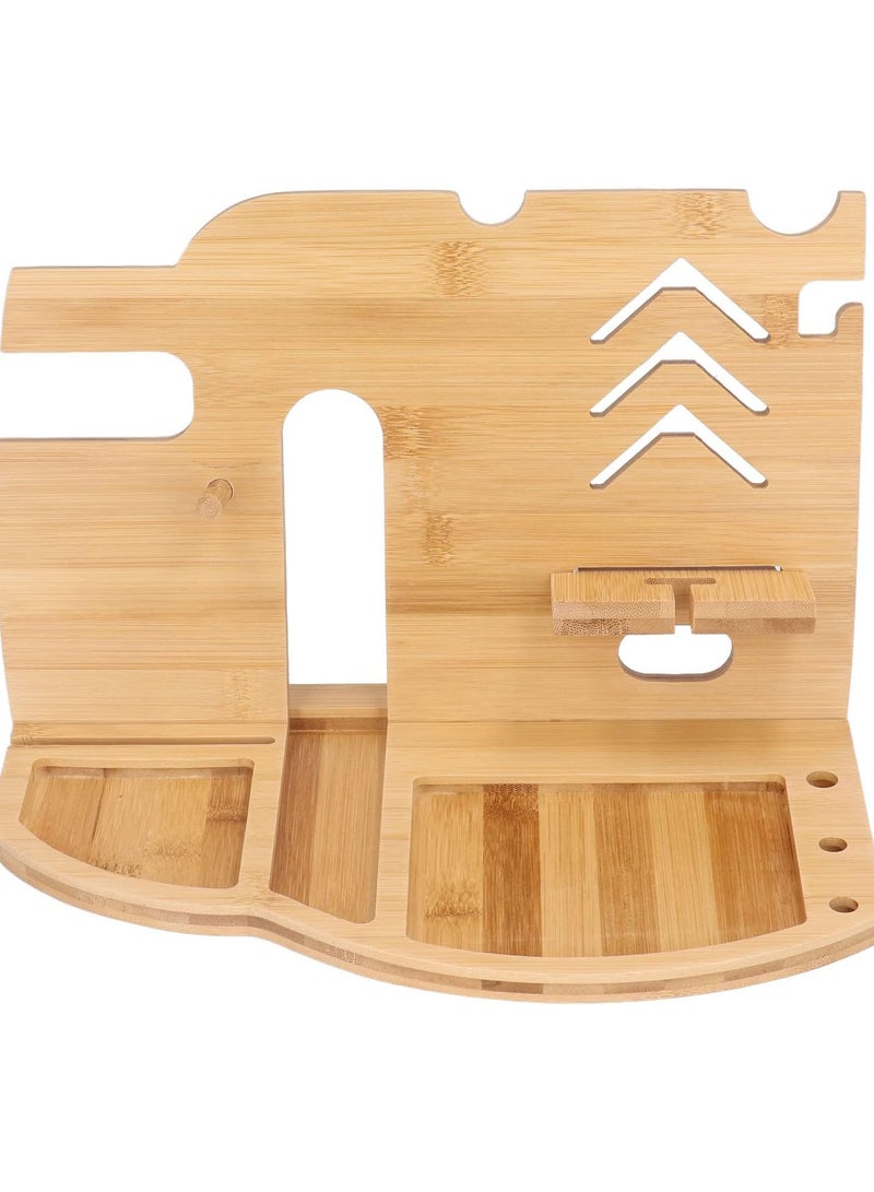 GGOOT Bamboo Wood Charging Station, Bamboo Wood Phone Docking Station Wireless Charging Station Desktop Organizer Stand Rack for Wallet Key, Accessories  - Image 1