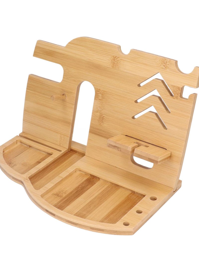 GGOOT Bamboo Wood Charging Station, Bamboo Wood Phone Docking Station Wireless Charging Station Desktop Organizer Stand Rack for Wallet Key, Accessories  - Image 2