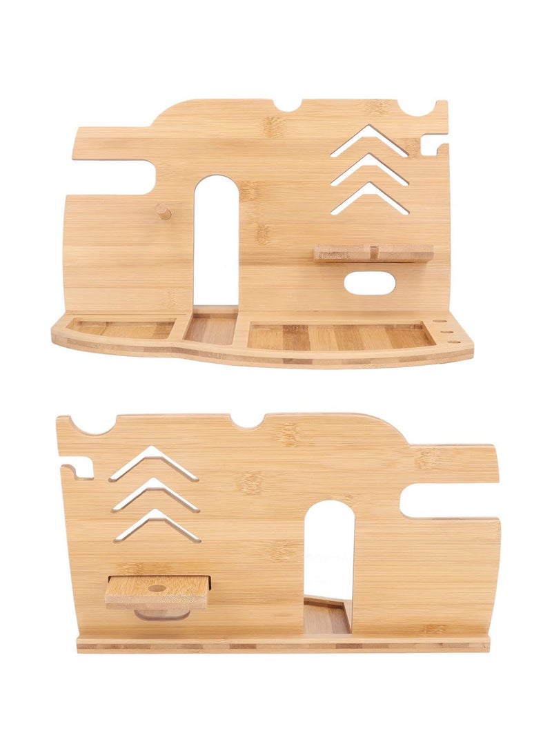 GGOOT Bamboo Wood Charging Station, Bamboo Wood Phone Docking Station Wireless Charging Station Desktop Organizer Stand Rack for Wallet Key, Accessories  - Image 4