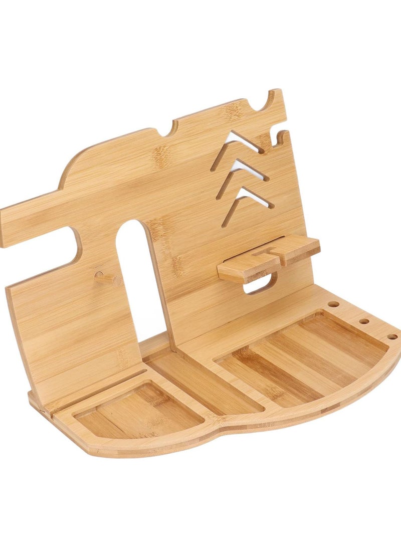 GGOOT Bamboo Wood Charging Station, Bamboo Wood Phone Docking Station Wireless Charging Station Desktop Organizer Stand Rack for Wallet Key, Accessories  - Image 5