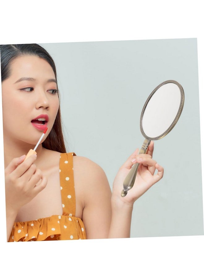 minkissy Make Up Mirror Vintage Mirror Women Hand Mirror Compact Mirror Portable Mirror Hand Mirror For Women Makeup Mirror Hand Mirror For Makeup Cosmetic Mirror Gift Travel Metal Handheld  - Image 3