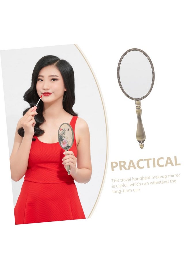 minkissy Make Up Mirror Vintage Mirror Women Hand Mirror Compact Mirror Portable Mirror Hand Mirror For Women Makeup Mirror Hand Mirror For Makeup Cosmetic Mirror Gift Travel Metal Handheld  - Image 4