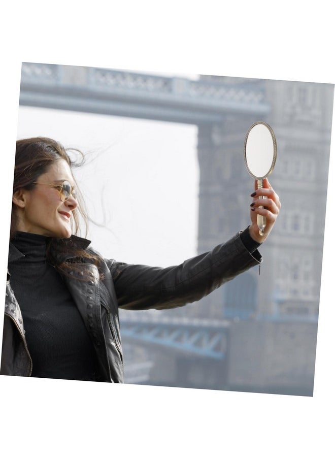 minkissy Make Up Mirror Vintage Mirror Women Hand Mirror Compact Mirror Portable Mirror Hand Mirror For Women Makeup Mirror Hand Mirror For Makeup Cosmetic Mirror Gift Travel Metal Handheld  - Image 5