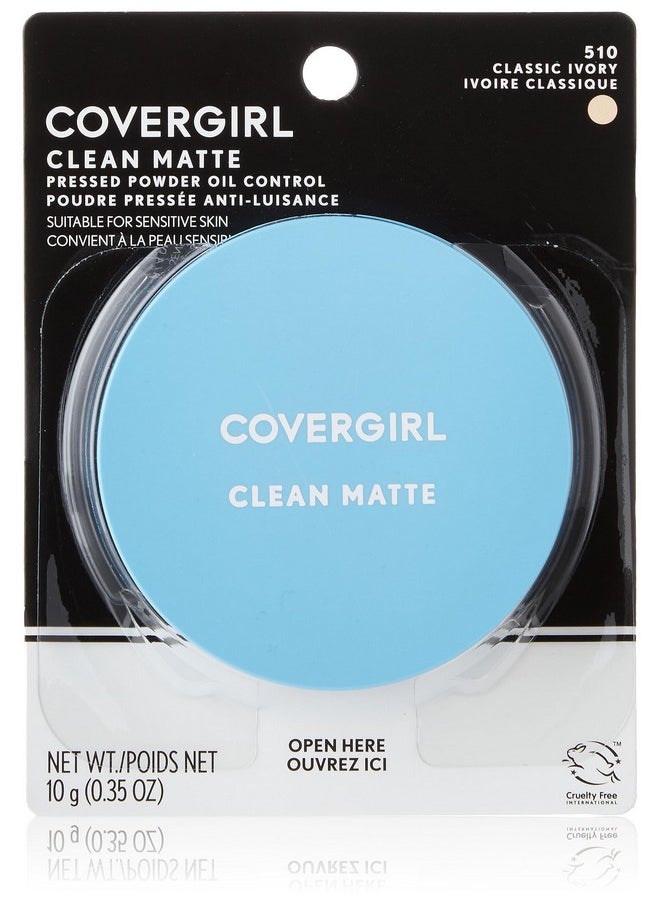 CoverGirl COVERGIRL Clean Matte Pressed Powder, Oil Control Powder, 1 container, .35 Fl Oz, Face Powder, Oil Free Loose Powder, Matte Finish, Lightweight, Shine Free Formula, Leaves Skin Smooth and Clean  - Image 1