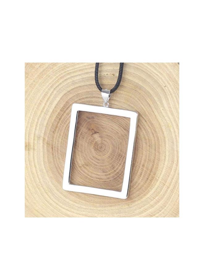 silvercnc Sterling Silver Open Back Bezel Pendants Charms Rectangle Shape Frame Pendant Open Back Frame for DIY Jewelry Making Crafts