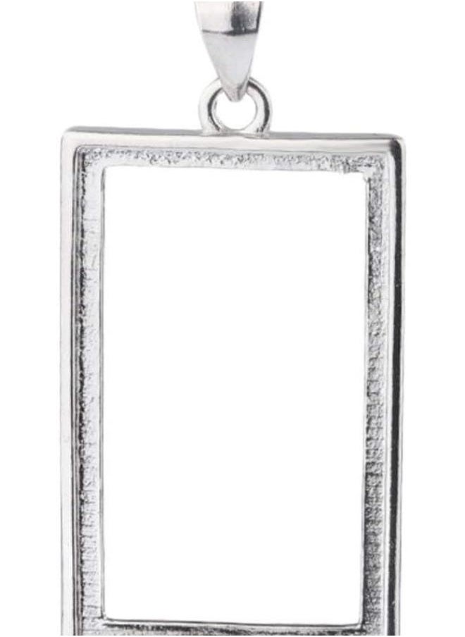 silvercnc Sterling Silver Open Back Bezel Pendants Charms Rectangle Shape Frame Pendant Open Back Frame for DIY Jewelry Making Crafts