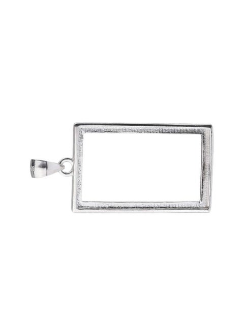 silvercnc Sterling Silver Open Back Bezel Pendants Charms Rectangle Shape Frame Pendant Open Back Frame for DIY Jewelry Making Crafts