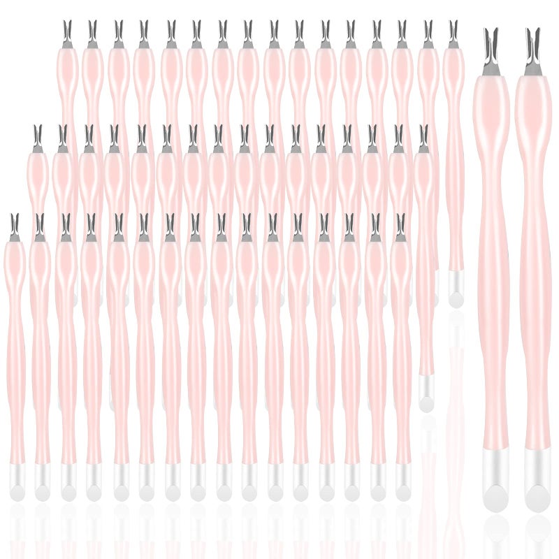 heemeei 50Pcs Nail Cuticle Trimmer Rubber Nail Cleaner Plastic Handle Cuticle Knife Double End Nail Dead Skin Fork Cuticle Pusher Bulk Nail Art Cuticle Remover Tools for Girls Women and MenPeach