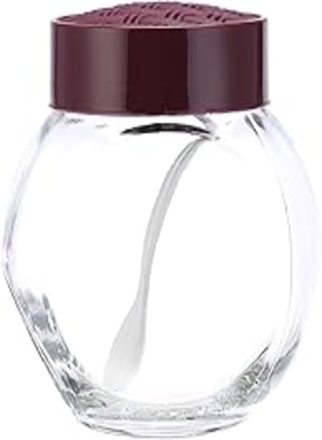Rattan Double Bottom Jar With Spoon 750 Cc, Burgundy, ‎M-245