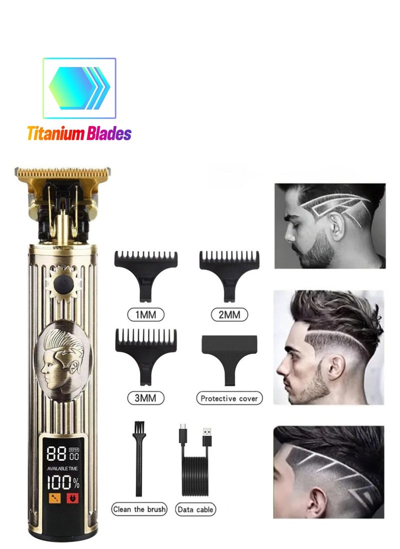 JIHAM - Electric Beard Trimmer Mens Hair Clippers Cordless with LCD Screen Sharp Titanium Precision Trimmer for Men Type C Rechargeable Hair Trimmer Clippers for Men Haircut for Families and Barber - Image 1
