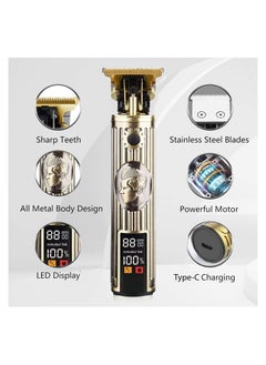 JIHAM Electric Beard Trimmer Mens Hair Clippers Cordless with LCD Screen Sharp Titanium Precision T Blade Trimmer for Men Type C Rechargeable Hair Trimmer Clippers for Men Haircut for Families and Barber  - Image 2