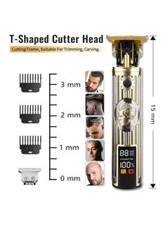 JIHAM Electric Beard Trimmer Mens Hair Clippers Cordless with LCD Screen Sharp Titanium Precision T Blade Trimmer for Men Type C Rechargeable Hair Trimmer Clippers for Men Haircut for Families and Barber  - Image 5