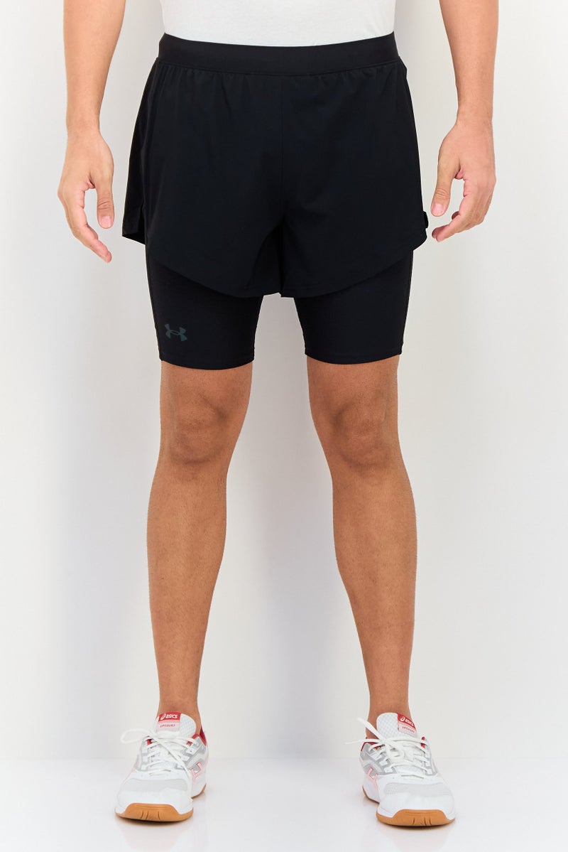 UNDER ARMOUR Men 2in1 Custom Fit Brand Logo Training Shorts, Black - Image 1