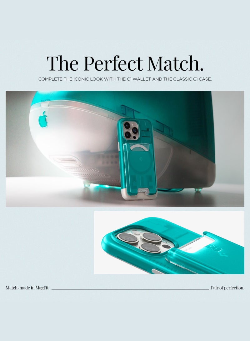 Spigen Ultra Hybrid (MagFit) Magnetic MagSafe Wallet Card Holder [3-4 Cards] for iPhone 16 Pro Max / 16 Pro / 16 Plus / 16 / iPhone 15/14/13/12 series - Classic C1 Bondi Blue  - Image 4