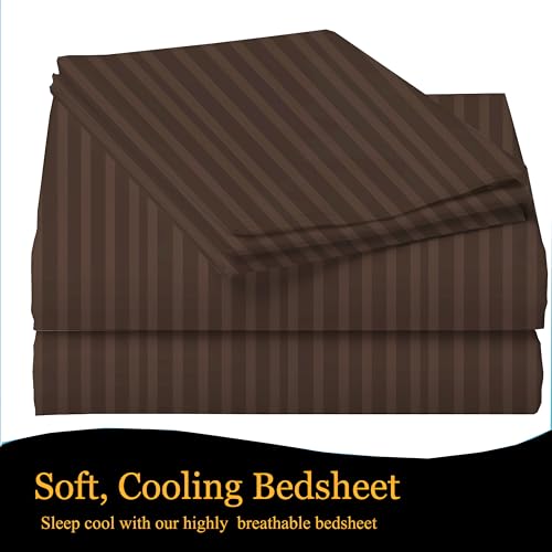 STARNSTYLE 220 Cotton Feel Glace Cotton Double Bedsheet with 2 Pillow Cover (90x90 inch) Coffee - Image 4