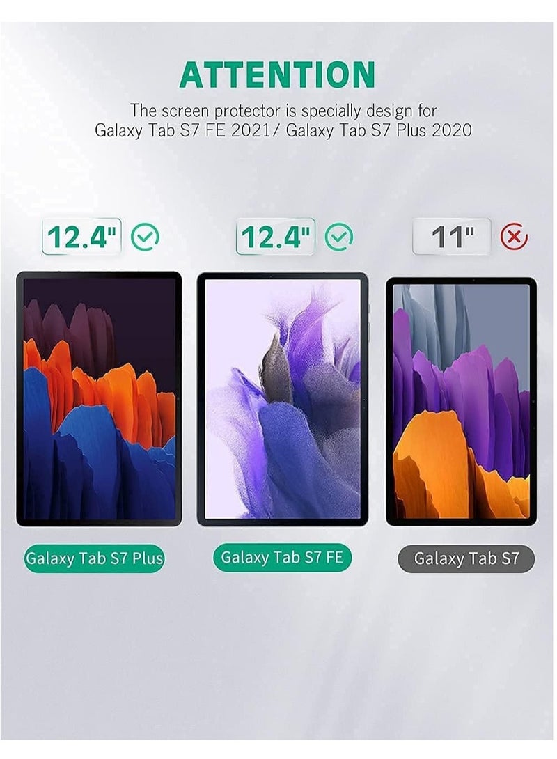 DUSALA Galaxy Tab S7 FE Screen Protector Clear Tempered Glass for Galaxy Tab S7 FE 5G (12.4 Inch) SM-T730 / SM-T736B (Clear) - Image 3