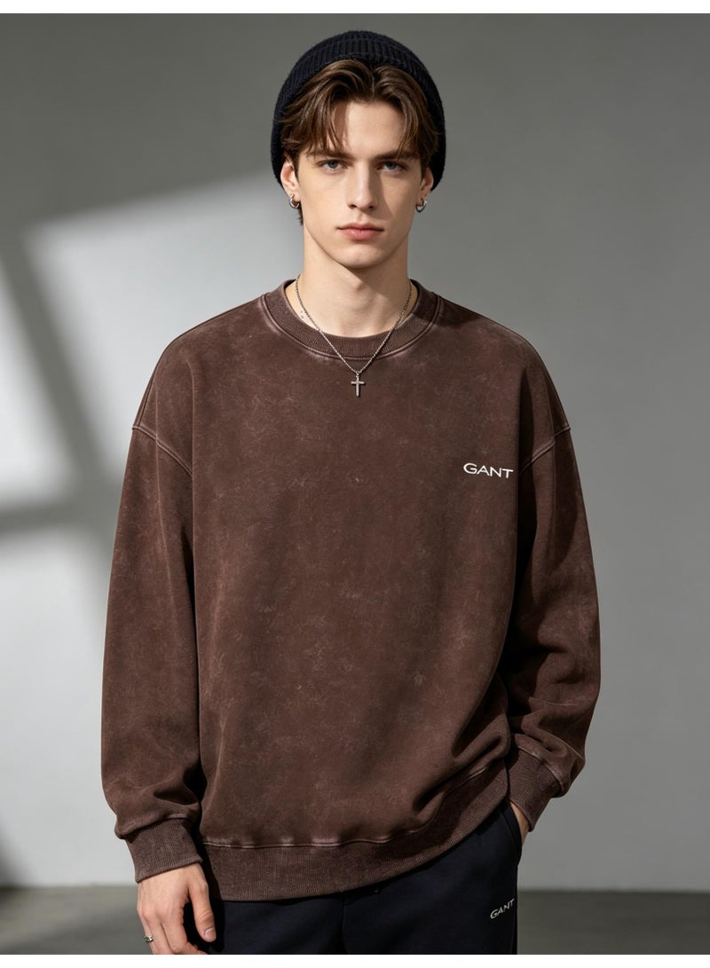 GANT Unisex Crew Neck Washed Sweatshirt, Men's Women's Casual Long Sleeve Top Brown - Image 4