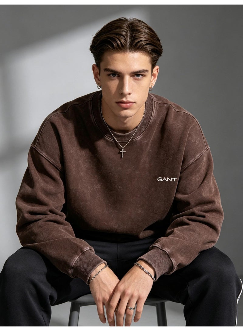 GANT Unisex Crew Neck Washed Sweatshirt, Men's Women's Casual Long Sleeve Top Brown - Image 5