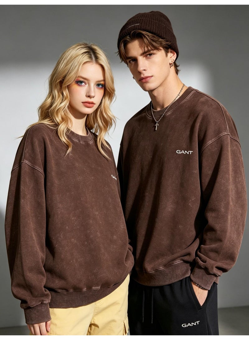 GANT Unisex Crew Neck Washed Sweatshirt, Men's Women's Casual Long Sleeve Top Brown - Image 2